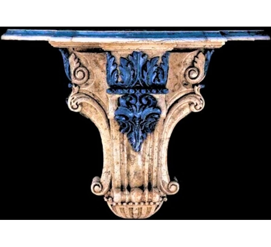 Support mural style renaissance, patines bleu...