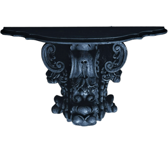 Wall bracket in the Baroque style, decorated with acanthus leaves in a patina imitating anthracite black marble.