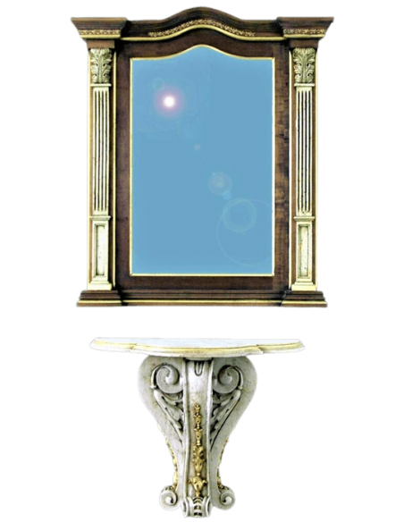 Wall bracket in the Renaissance style, decorated with stylised acanthus leaves, with a cream and gilded patina.