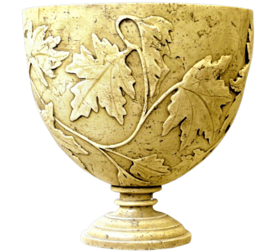 Vase de style romain à motifs de feuilles de vigne d'après un modèle découvert à Pompéi, patine crème.