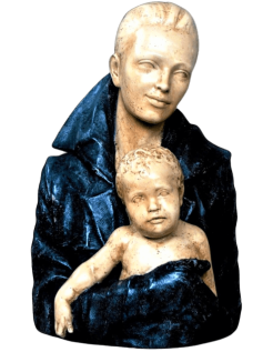 Escultura de madre e hijo.