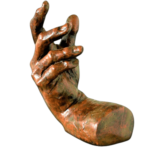 Escultura de mano inspirada por obras del Renacimiento italiano.