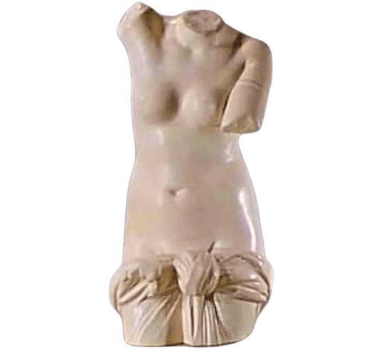 Torso of Venus Anadyomena, emerging naked from the water wearing only a drape tied at the waist.