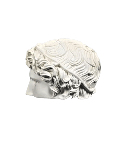 Media Cabeza de atleta victorioso conocida como Cabeza de Bénévent, Museo del Louvre