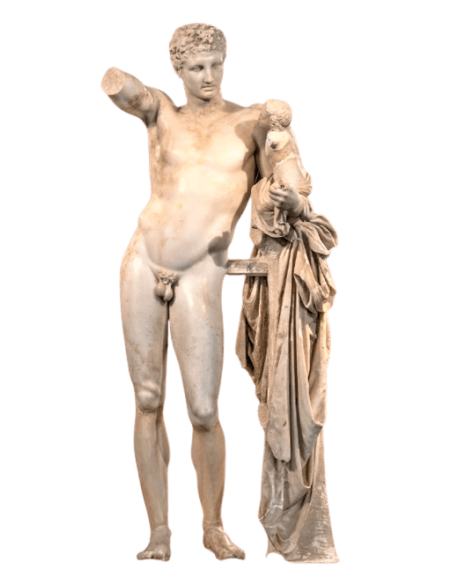 Cabeza de Hermes con el niño Dioniso según Praxíteles, Museo de Olimpia