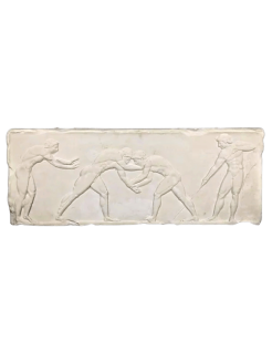 Bajorrelieve  de kouros funerario representando a dos...