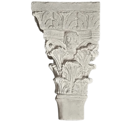 Twin capitals adorned with angels and saints -...