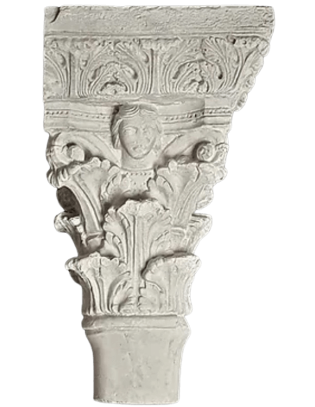 Twin capitals adorned with angels and saints - Gothic style