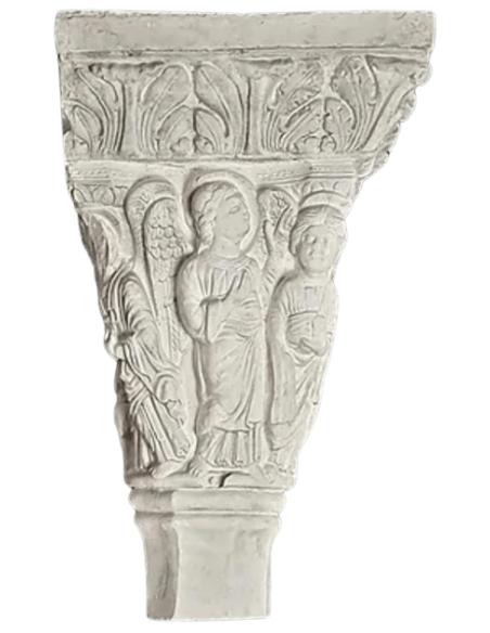 Twin capitals adorned with angels and saints - Gothic style