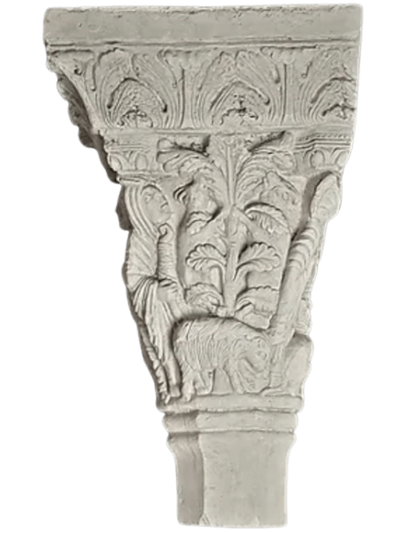 Capiteles gemelos decorados con ángeles y santos - estilo gótico