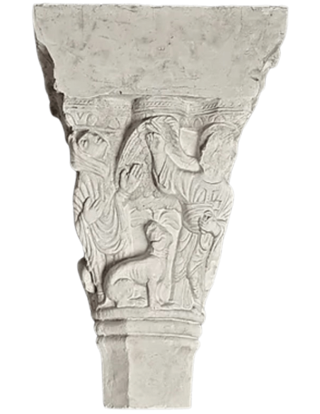 Capiteles gemelos decorados con ángeles y santos - estilo gótico