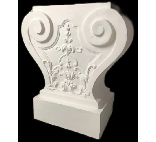 Garden bench legs with floral motifs in...