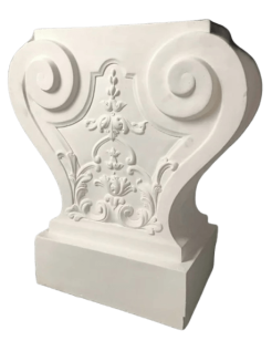 Garden bench legs with floral motifs in neoclassical style