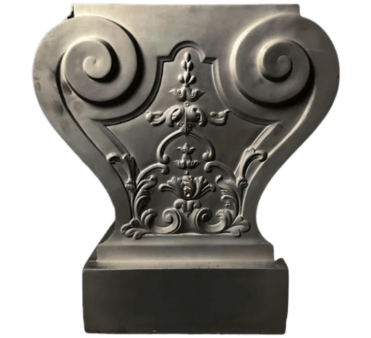 Garden bench legs with floral motifs in...