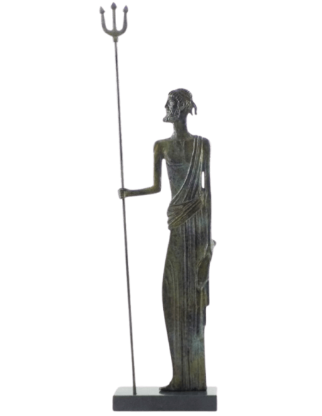 Stylized bronze figurine of Poseidon inspired by the Greek National Museums