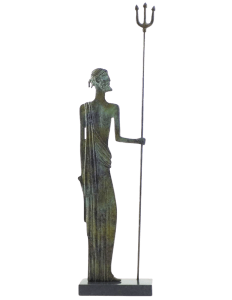Estatuilla estilizada de bronce de Poseidón inspirada en los Museos Nacionales Griegos