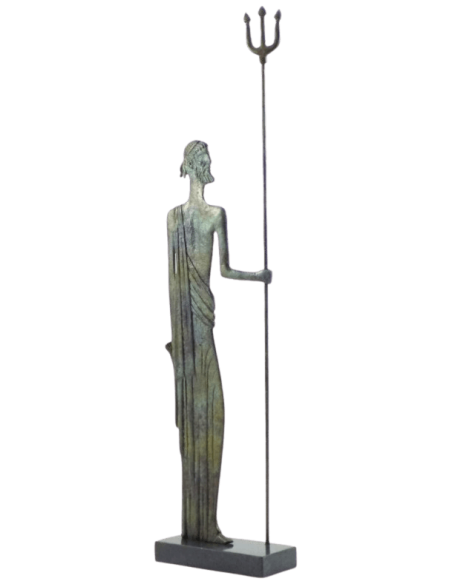 Estatuilla estilizada de bronce de Poseidón inspirada en los Museos Nacionales Griegos