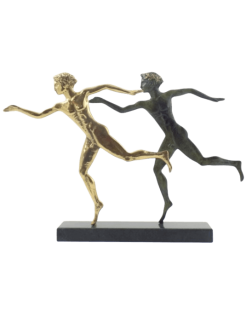 Statuette stylisée d'athlètes marathoniens en bronze,...
