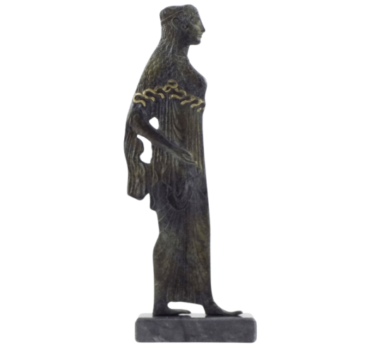 Statuette stylisée d'Athéna, déesse de la sagesse en bronze, inspirée des Musées nationaux grecs
