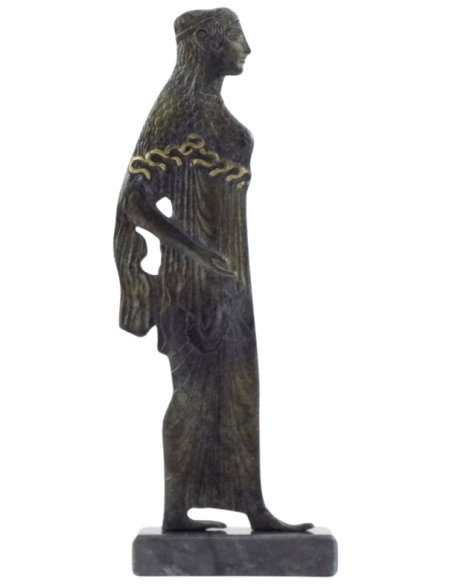 Estatuilla estilizada de Atenea, diosa de la sabiduría en bronce, inspirada en los Museos Nacionales Griegos