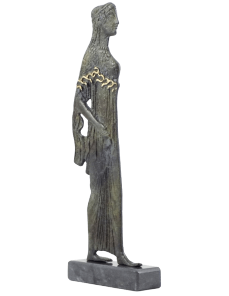 Estatuilla estilizada de Atenea, diosa de la sabiduría en bronce, inspirada en los Museos Nacionales Griegos