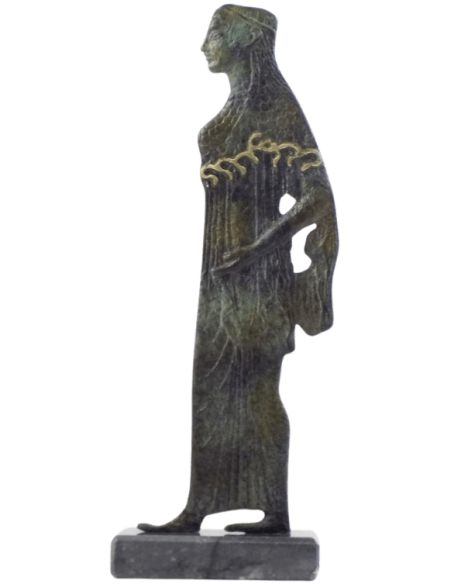 Estatuilla estilizada de Atenea, diosa de la sabiduría en bronce, inspirada en los Museos Nacionales Griegos