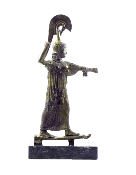 Statuette stylisée en bronze d'Athéna Promachos, inspirée des musées nationaux grecs