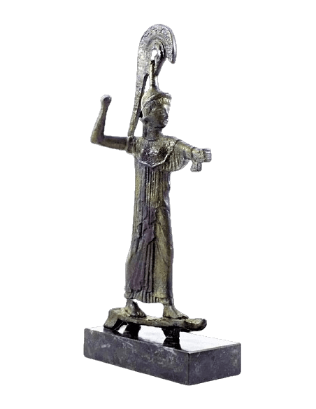 Statuette stylisée en bronze d'Athéna Promachos, inspirée des musées nationaux grecs