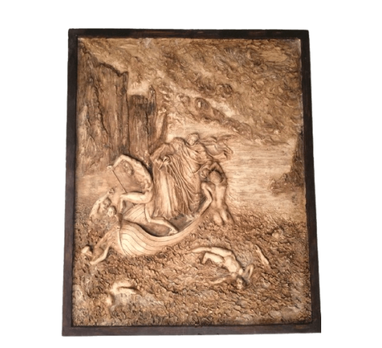 Bas-relief Dante et Virgile traversant le Styx...