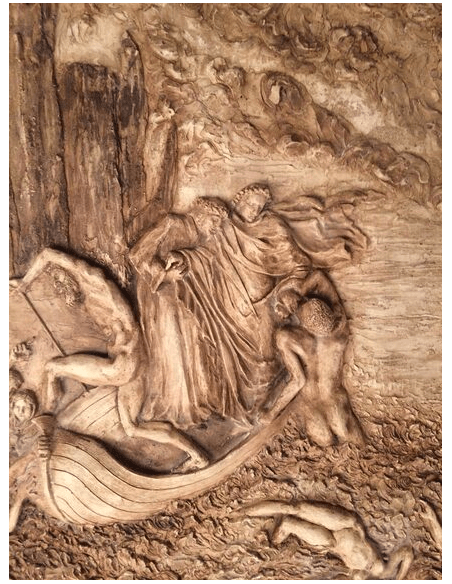 Bas-relief Dante et Virgile traversant le Styx et repoussant Philippo Argenti, La Divine Comédie d'après Gustave Doré