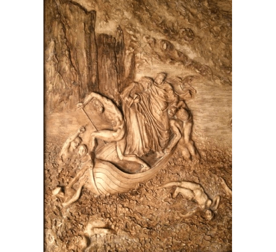 Bajorrelieve de Dante y Virgilio cruzando el...