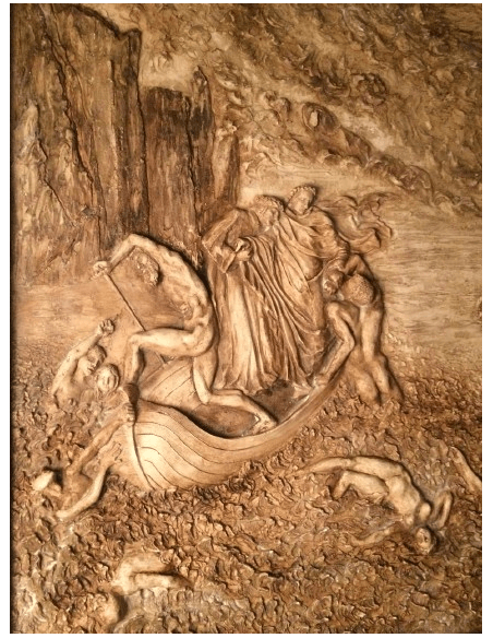Bas-relief Dante et Virgile traversant le Styx et repoussant Philippo Argenti, La Divine Comédie d'après Gustave Doré