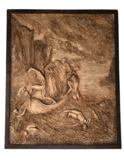 Bas-relief Dante et Virgile traversant le Styx et...