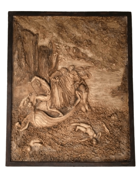 Low relief of Dante and Virgil crossing the Styx and repelling Philippo Argenti, The Divine Comedy after Gustave Doré