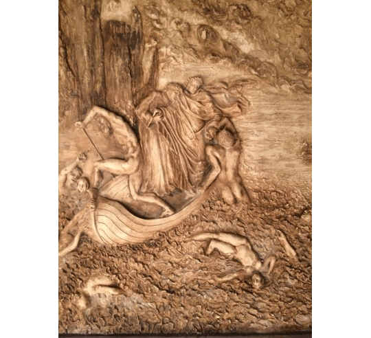 Bas-relief Dante et Virgile traversant le Styx...