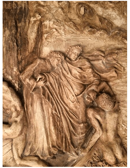 Bajorrelieve de Dante y Virgilio cruzando el Estigia y rechazando a Philippo Argenti, La Divina Comedia según Gustave Doré