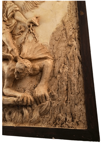 Bajorrelieve del Arcángel San Miguel derrotando al demonio, según Guido Reni