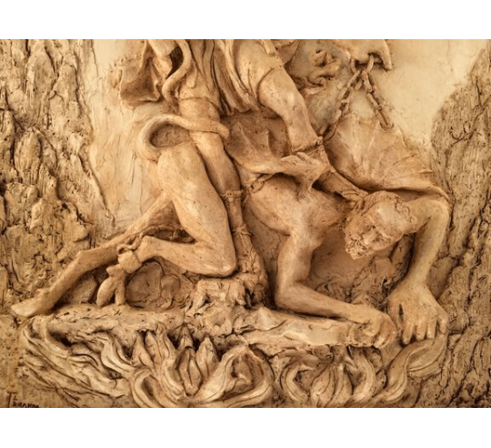 Bajorrelieve del Arcángel San Miguel derrotando...