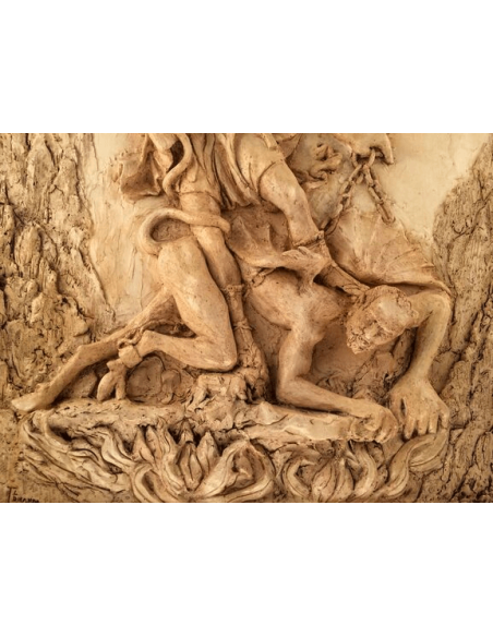 Bas-relief de l'Archange Saint Michel terrassant le démon d'après Guido Reni
