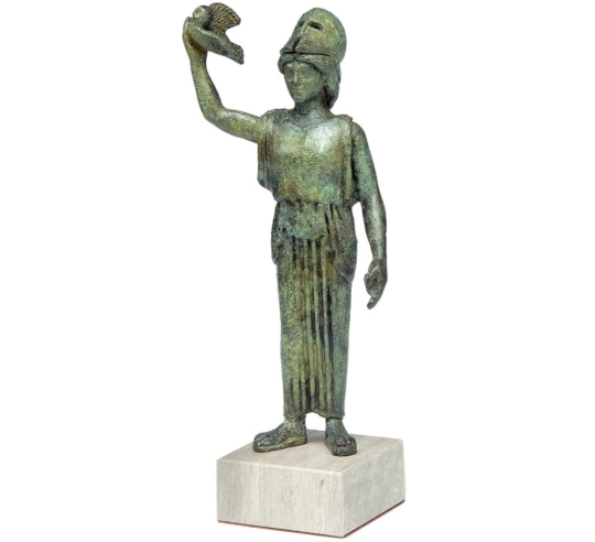 Bronze statuette of Athena flying her owl, the Metropolitan Museum of Art