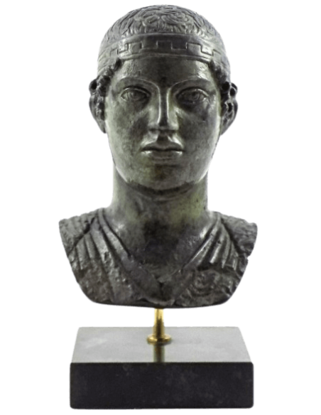 Buste en bronze de l'Aurige de Delphes ou Hêniokhos d'après Pythagore de Rhégion